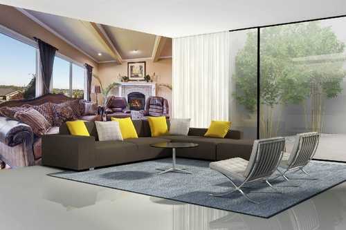 Vlies Fototapete - Luxuriöses Wohnzimmer 375 x 250 cm